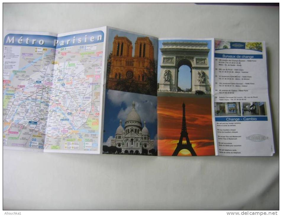 PLAN ET RESEAU DE PARIS METRO PARISIEN -INFORMATIONS GENERALES-SHOPPING-VISITING -MUSEUMS-MONUMENTS-CHANGE- - Europe