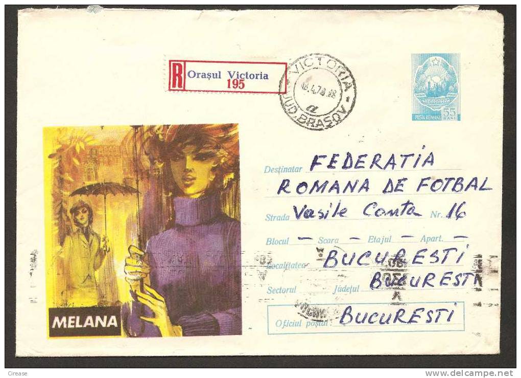 ROMANIA Cover Registered 704 / 69  INDUSTRIE TEXTILE. TRICOTAGE MELANA DE FEMME - Textiles