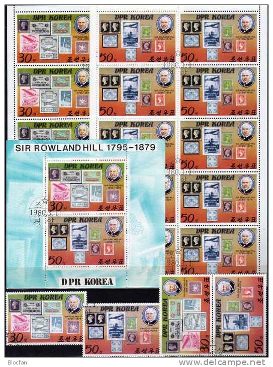 Sir Hill Stamps On Stamps Korea 1973/4,ZD Plus 3Kleinbogen O 140€ History Stamps UK CH DR USSR RF CD I Sheetlet Of Corea - Rowland Hill