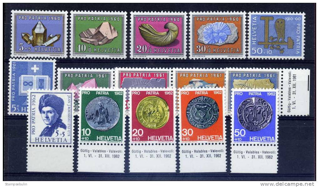 1960 - 61 -62 COMPLETE SET PRO PATRIA MNH ** - Unused Stamps