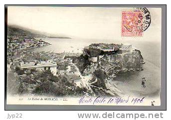 Jolie CP Ancienne Monaco Le Rocher De Monaco - Ed LL. N° 951 - CAD 10-03-1906 / Tp 23 Pour Pensionnat De Decize - Multi-vues, Vues Panoramiques