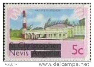 CV:&#8364;11.00 BULK:2 X NEVIS 1980. Radio & TV Station 5c. OVPT:bars COMPLETE SHEET:50 Stamps - St.Kitts Und Nevis ( 1983-...)
