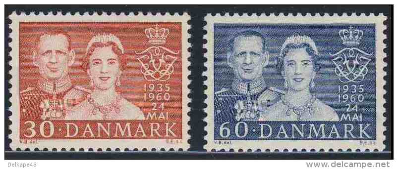 Danmark Denmark Dänemark 1960 M 381 /2 * MH - Silver Wedding: King Frederik IX (1899-1972)+ Queen Ingrid (1910-2000) - Nuevos