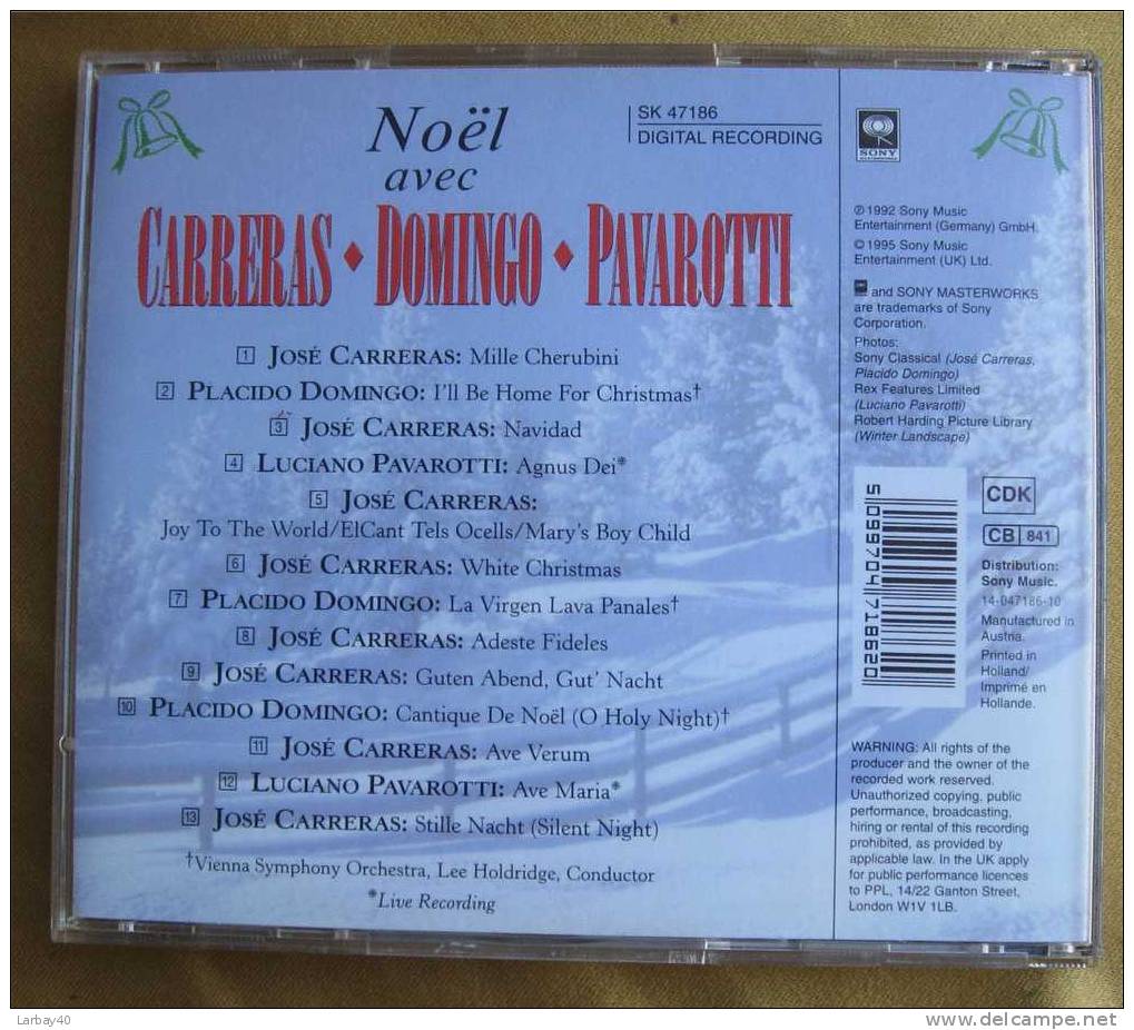 1 Cd Les 3 Tenors Chantent Les Plus Beaux Airs De Noel José Carreras - Classique