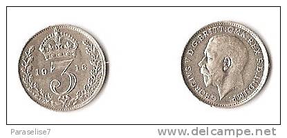 GRANDE  -  BRETAGNE   3  PENCE  1916  ARGENT SUPERBE ! - F. 3 Pence