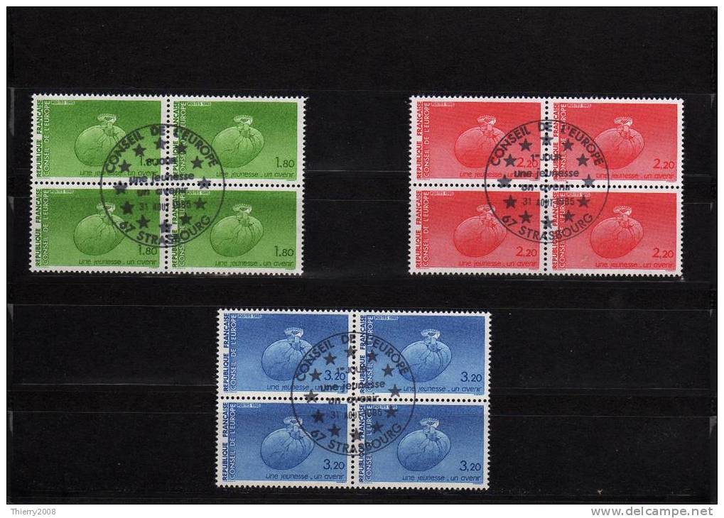 Timbres De Service N° 85 à 87 En Bloc De 4 Oblitèré Du Conseil De L'Europe TTB - Used