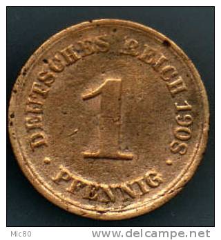 Allemagne 1 Pfennig 1908 D Tb+ - 1 Pfennig