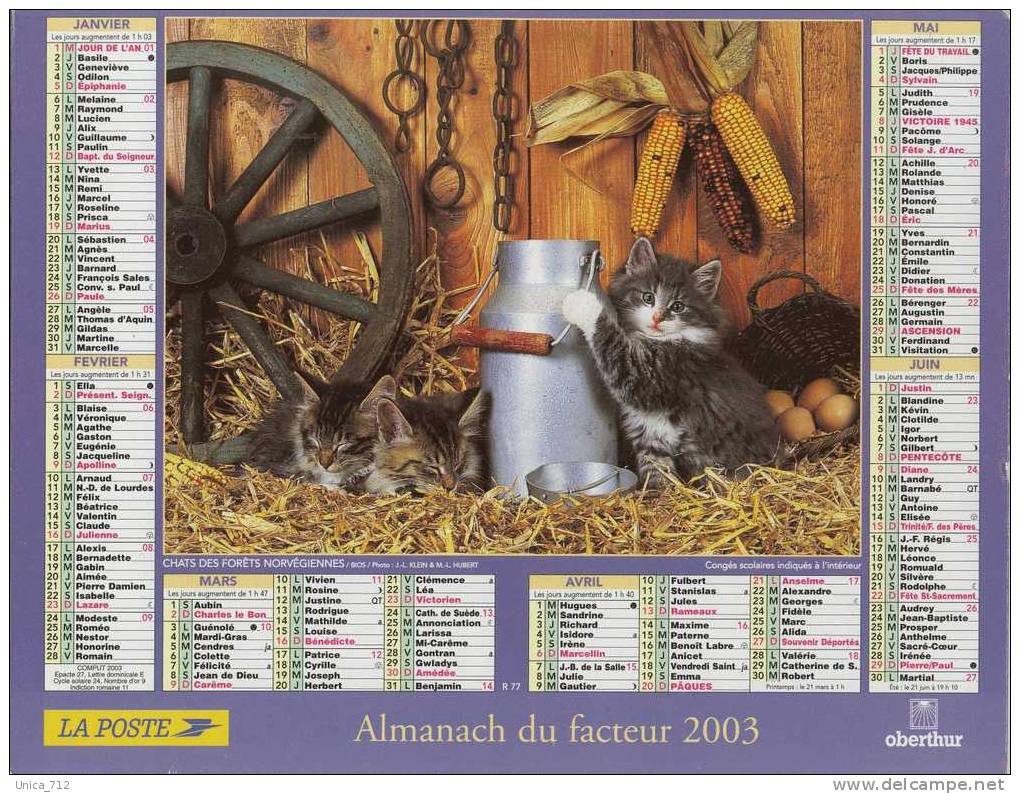 Almanach Du Facteur  2003 - Limousin 23 Creuse - Formato Grande : 2001-...