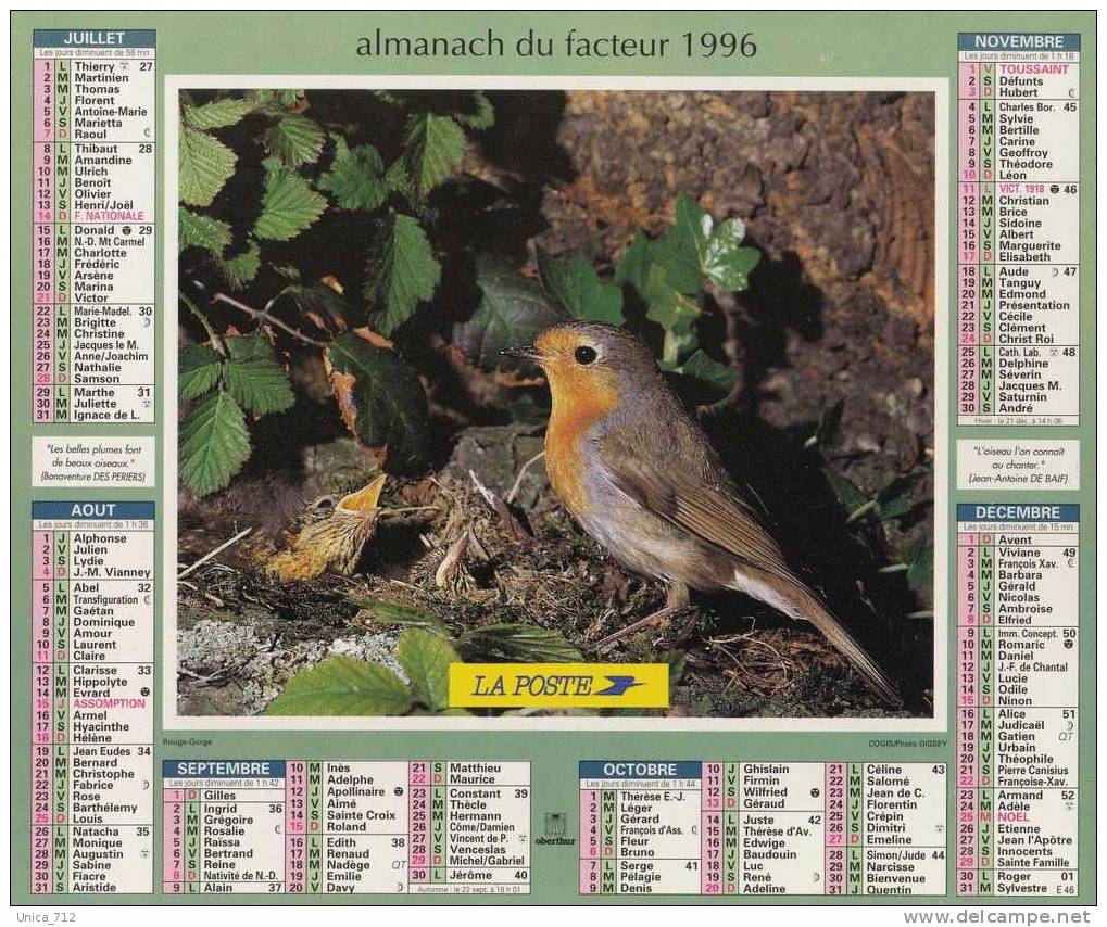 Almanach Du Facteur  1996 - Limousin 23 Creuse - Grossformat : 1991-00