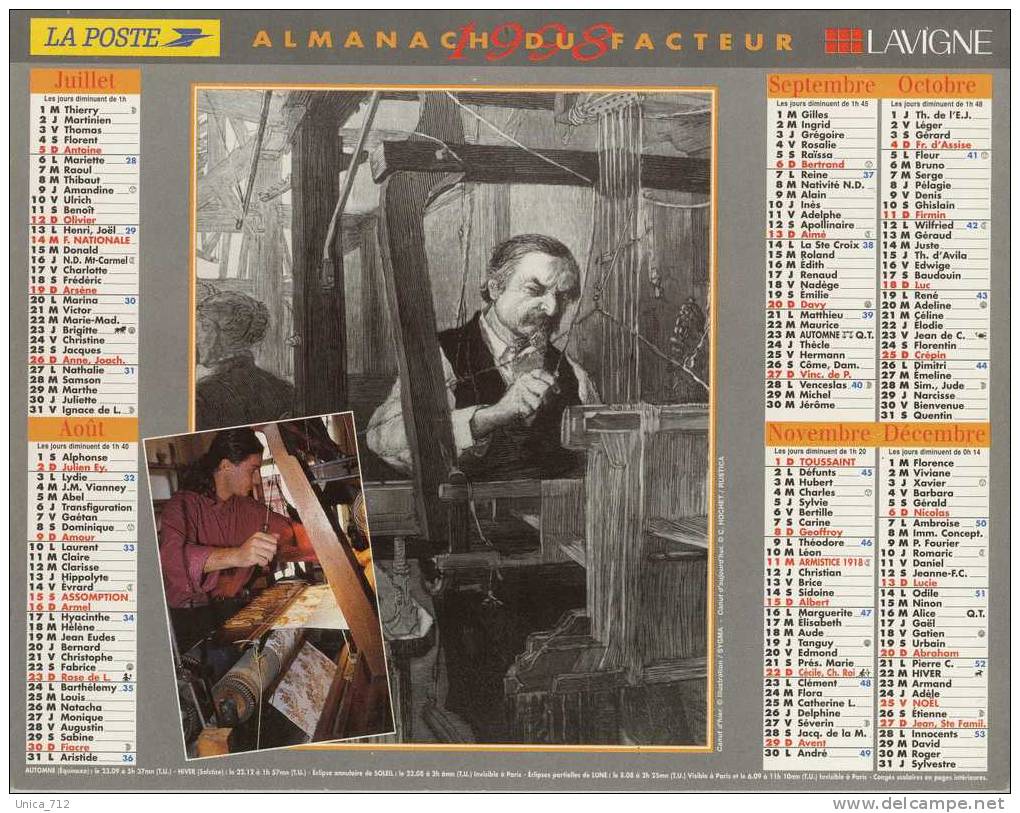 Almanach Du Facteur  1998 - Ile De France (78 - 91 - 95) - Tamaño Grande : 1991-00