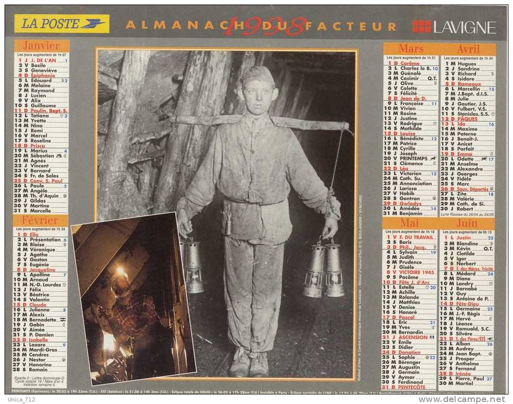 Almanach Du Facteur  1998 - Ile De France (78 - 91 - 95) - Tamaño Grande : 1991-00