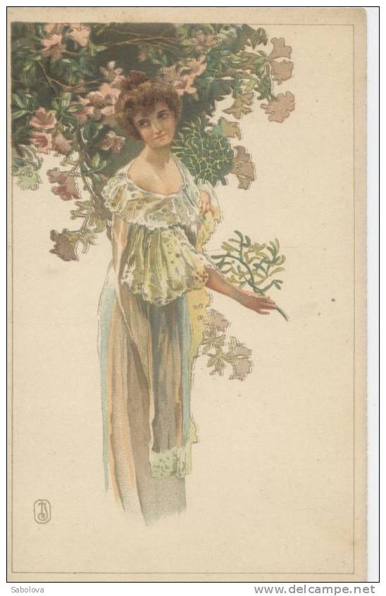 Chicorée Extra Trampler Carte Genre Art Nouveau  Signé D'un Anagramme - Vor 1900