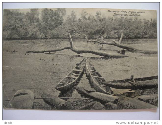 Mesurado River, Native Canoes Monrovia Timbrée Postally Used Pli Coin Inf Gauche - Liberia