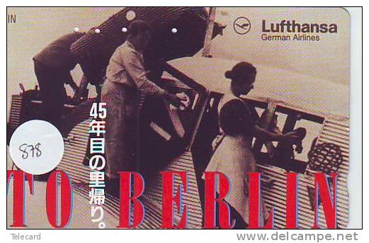 LUFTHANSA * TO BERLIN *FLUGZEUGE TELEFONKARTE JAPAN (878) Avions Telecarte Japon (878) *  Vliegtuig Aeroplani Aeroplanos - Avions