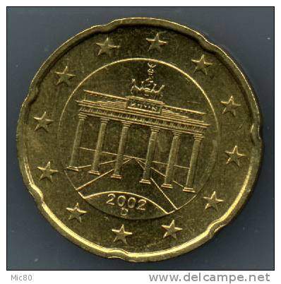 Allemagne 20 Cts Euro 2002 D Sup/spl - Deutschland