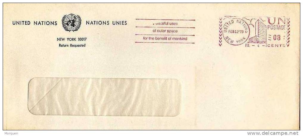 1401. Carta NEW YORK United Nations 1973. Franqueo Mecanico - ONU