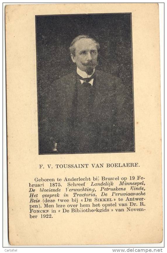 ANDERLECHT-FV TOUSSAINT VAN BOELAERE- SCHRIJVER - GEBOREN 19/02/1875-2 SCANS - Anderlecht