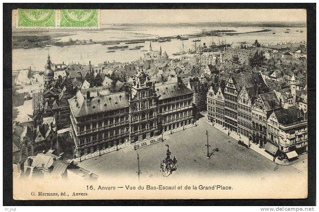 BE158) Antwerpen / Anvers - Vue Du Bas-Escaut Et De La Grand' Place - Posted 1908 - Antwerpen