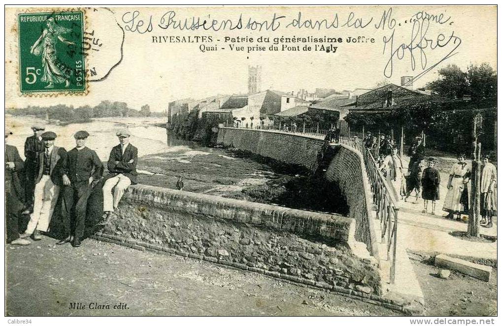 66 RIVESALTES Quai Vue Prise Du Pont De L' Agly  (1915) - Rivesaltes