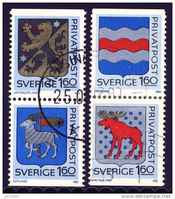 Schweden / Sweden 1983 : Mi.nr 1233-1236 * - Freimarken / Definitives - Usati