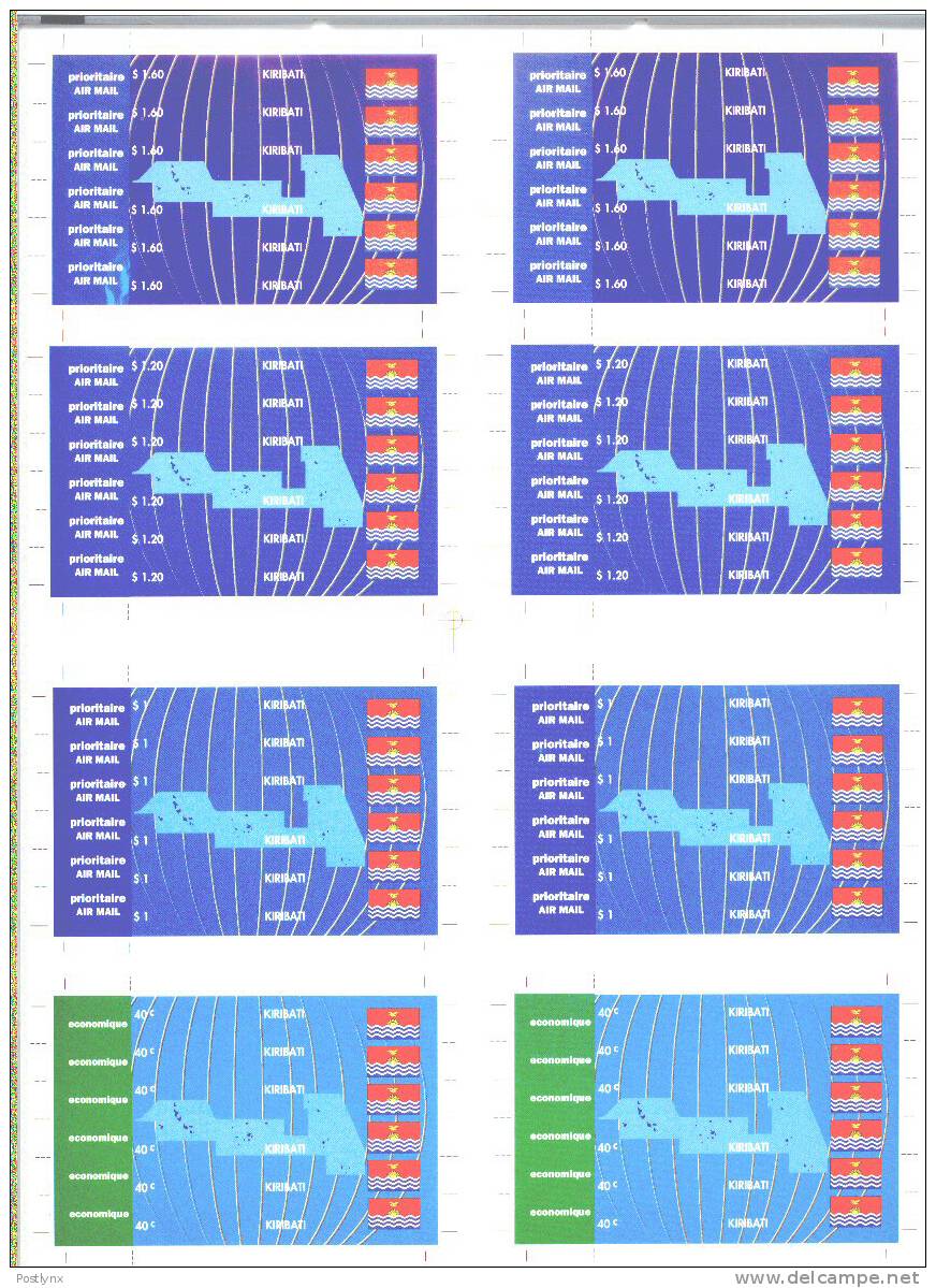 KIRIBATI 1993. Maps & Flags.IMPERF PROOF SHEET (8x6 Stamps)      [prueba Druckprobe épreuve Prova Proeven] - Kiribati (1979-...)