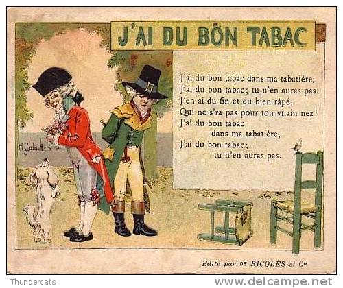 ILLUSTRATEUR SIGNEE H GERBAULT EDITE PAR DE RICOLES ET CIE ALCOOL MENTHE  J'AI DU BON TABAC CHANSON DE FRANCE - Autres & Non Classés