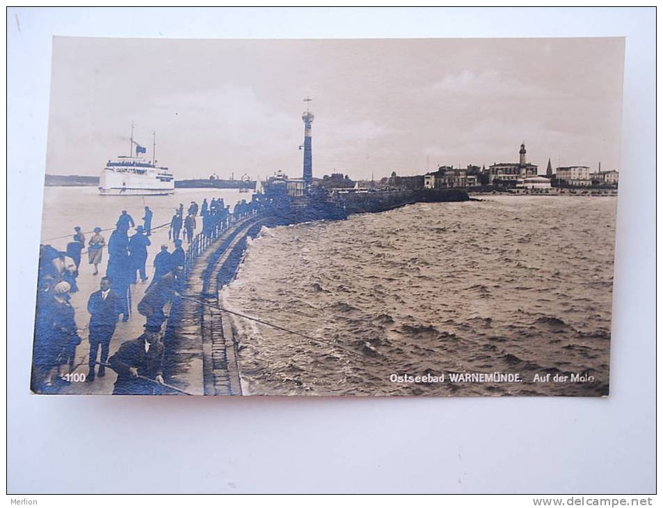 Ostseebad -Warnemünde Auf Der Molo -dampfer  Germany   FOTO-AK -cca 20-30's -VF D54405 - Usedom