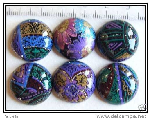 1 Cabochon Multicolore Sur Fond Noir Environ 20mm - Pearls