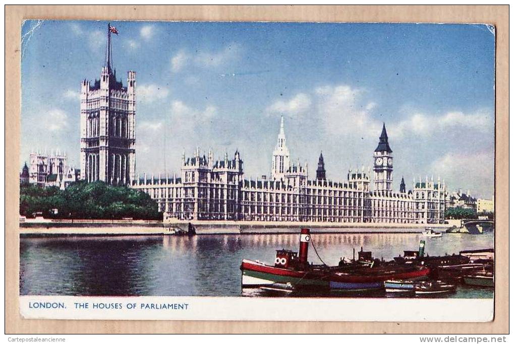 LONDON HOUSES Of PARLIAMENT Postée 02.08.1954 ¤ Photochrom ¤ ANGLETERRE ENGLAND INGLATERRA INGHILTERRA ENGELAND ¤2554AA - Houses Of Parliament