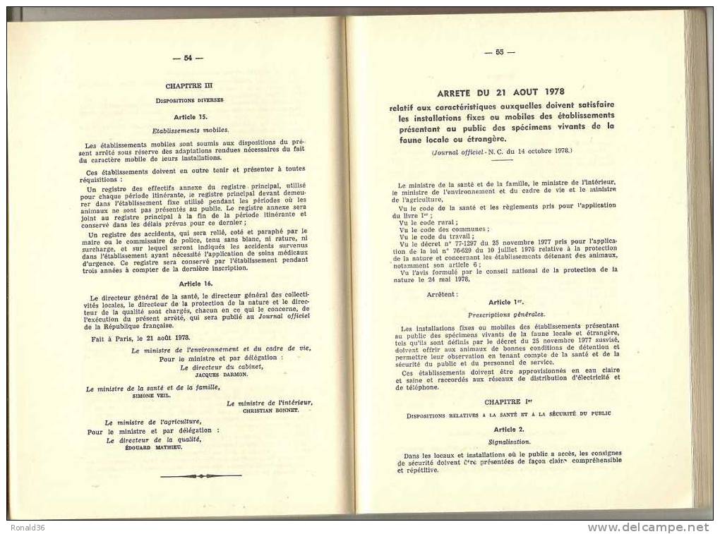 PROTECTION DE LA NATURE Textes Généraux, Journal Officiel De La République  ( Droit ) 1982 26 Rue Desaix PARIS - Other & Unclassified