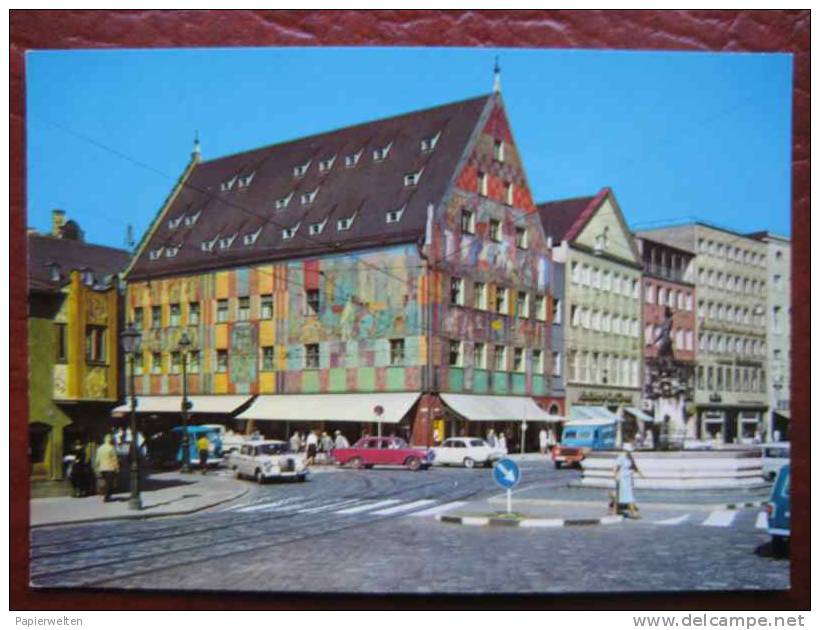 Augsburg - Merkurbrunnen Mit Weberhaus / Mercedes, Auto - Augsburg