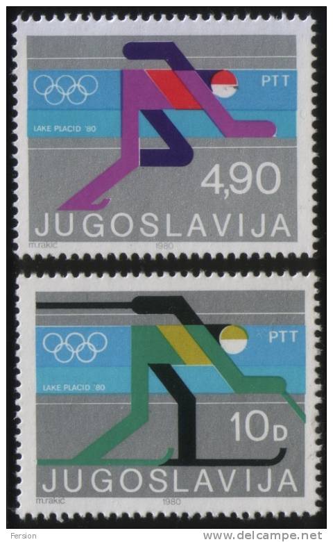 1980 - Winter Olympics Lake Placid - Yugoslavia - Mi. 1821-1822 - MNH - Winter 1980: Lake Placid