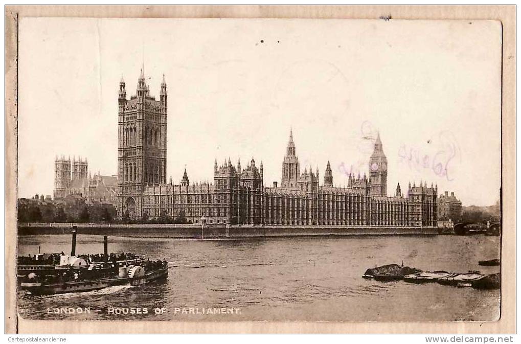 LONDON HOUSES Of PARLIAMENT Postée 25.05.1933 à TOUVEILLE Laval ¤ LESCO SERIES ¤ ANGLETERRE ENGLAND INGLATERRA ¤2582AA - Houses Of Parliament