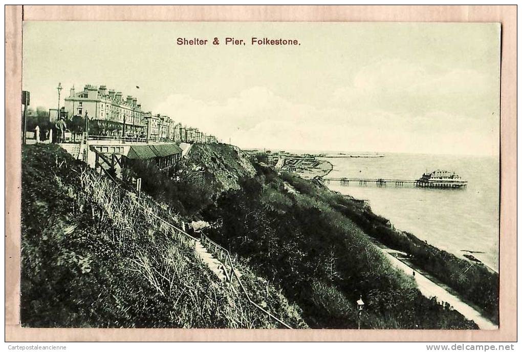 KENT FOLKESTONE SHELTER PIER 1920s ¤ UPTON ¤ ANGLETERRE ENGLAND ¤2591AA - Folkestone