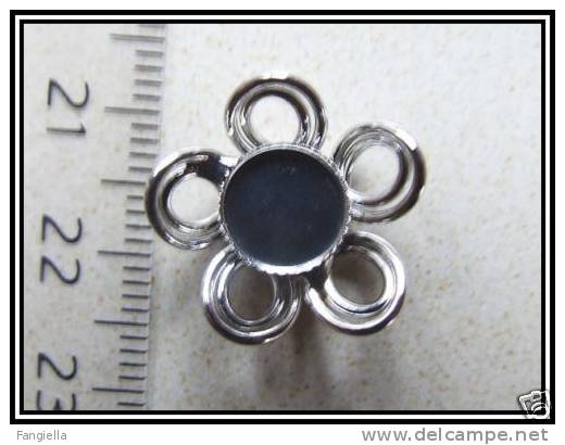 2 Supports Cabochon Argentés 6-7mm Ss Nickel, Env. 17mm - Perle