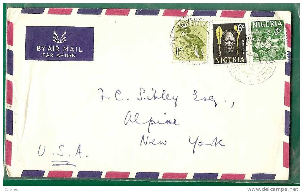 NIGERIA - BIRDS - MASKS And HANDCRAFTS On COVER To NEW YORK - Nigeria (1961-...)
