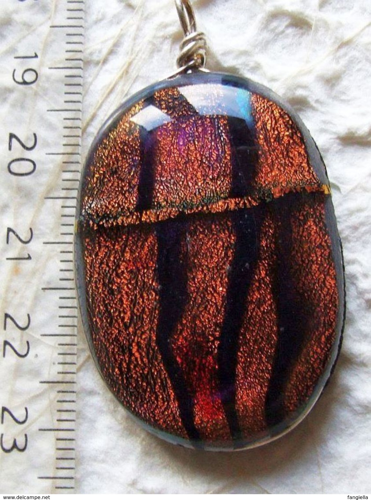 Pendentif En Verre Artisanal Dichroic Monté Sur Fil En Argent Massif 925  Une Pièce Superbe Réalisé Par Une Artiste File - Pendentifs