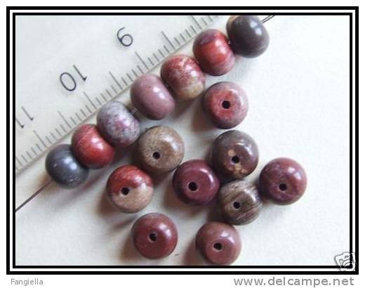 10 Perles Rondelles En Jaspe Apple Env. 5x7mm - Perles