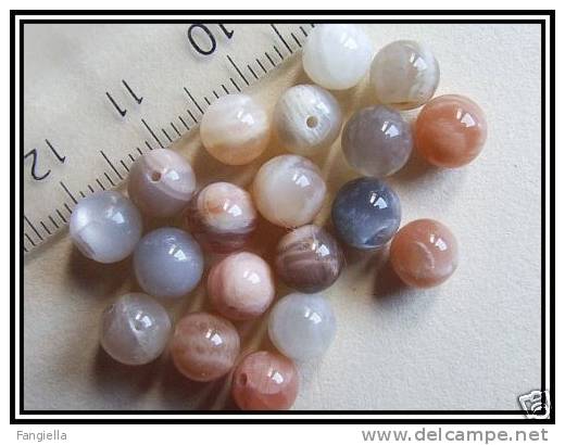 10 Perles En Pierre De Lune Env. 6mm - Pearls