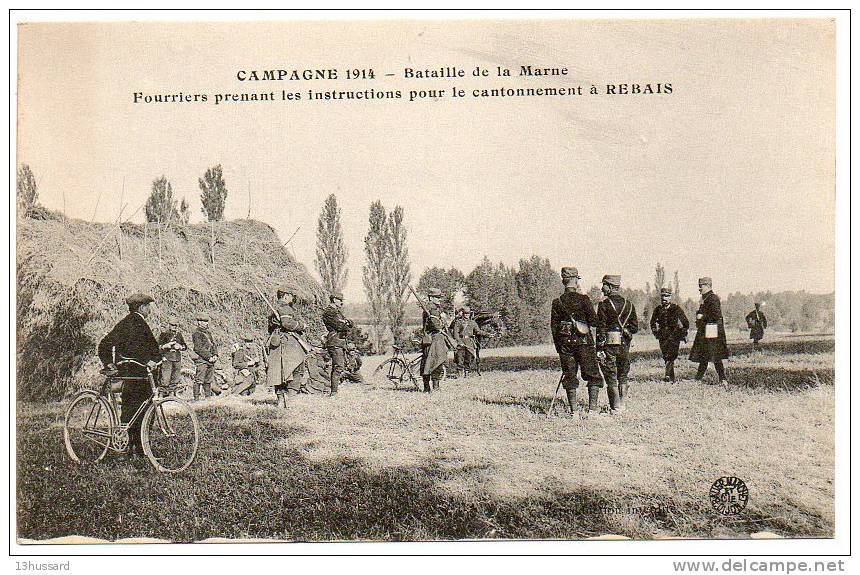 Carte Postale Ancienne Rebais - Fourriers Prenant Les Instructions Pour Le Cantonnement - Militaires, Guerre, Marne - Rebais