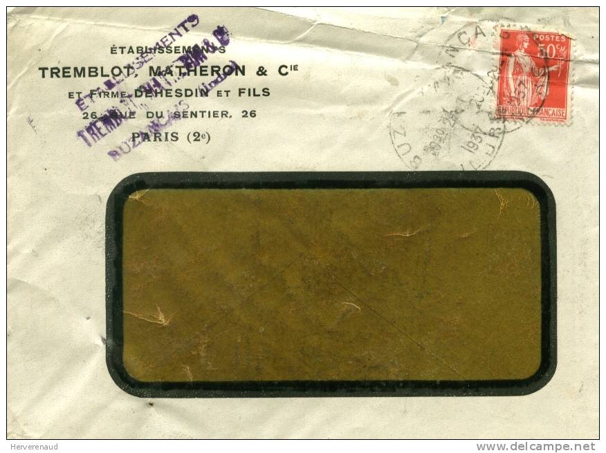 Paix 283 Sur Lettre Des  Ets Tremblot & Matheron à Buzançais (Indre) , Pour Chalon-sur-Saône - 1932-39 Paz