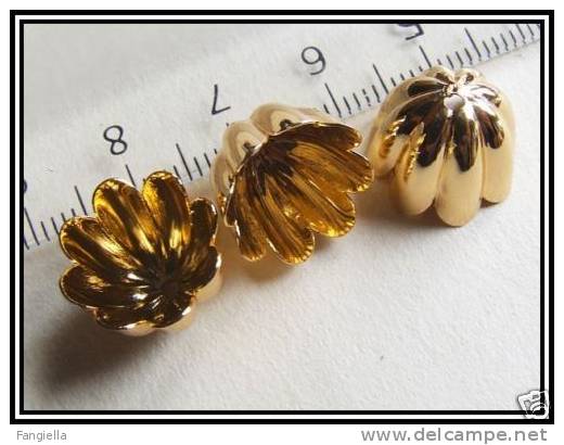 10 Embouts-calottes (cordon Perles) Plaquées Or 14x10mm - Perlas