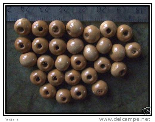 30 Perles En Bois Naturel Env.9x7,5mm Trou 2mm - Perles