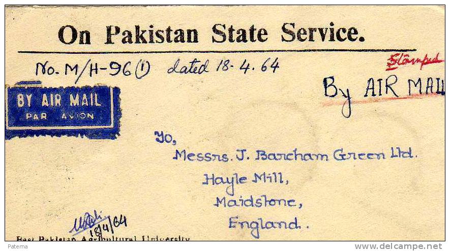 Carta,  Aérea, PAKISTAN 1964, Servicio Oficial.cover, Lettre, Letter - Pakistan