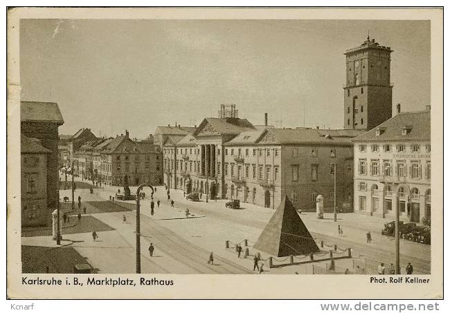 CP De KARLSRUHE " I.B. , Marktplatz , Rathaus "  Avec Cachet Ambulant BRUSSEL-ANTWERPEN. - Bahnpoststempel