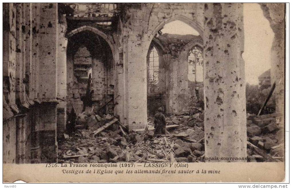 60 LASSIGNY Vestiges De L'Eglise Que Les Allemands Firent Sauter à La Mine - Lassigny