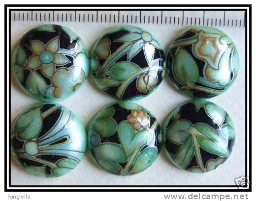 1 Cabochon Nature Fond Noir Sur Vert Environ 18mm - Perlen