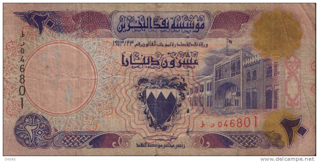 BAHRAIN / 20 DINAR / USED / 2 SCANS . - Bahrein