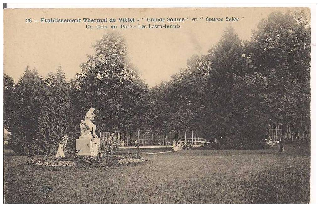 VITTEL 88 - Etablissement Thermal "Grande Source" Et "Source Salée" - Un Coin Du Parc -1911 - Contrexeville