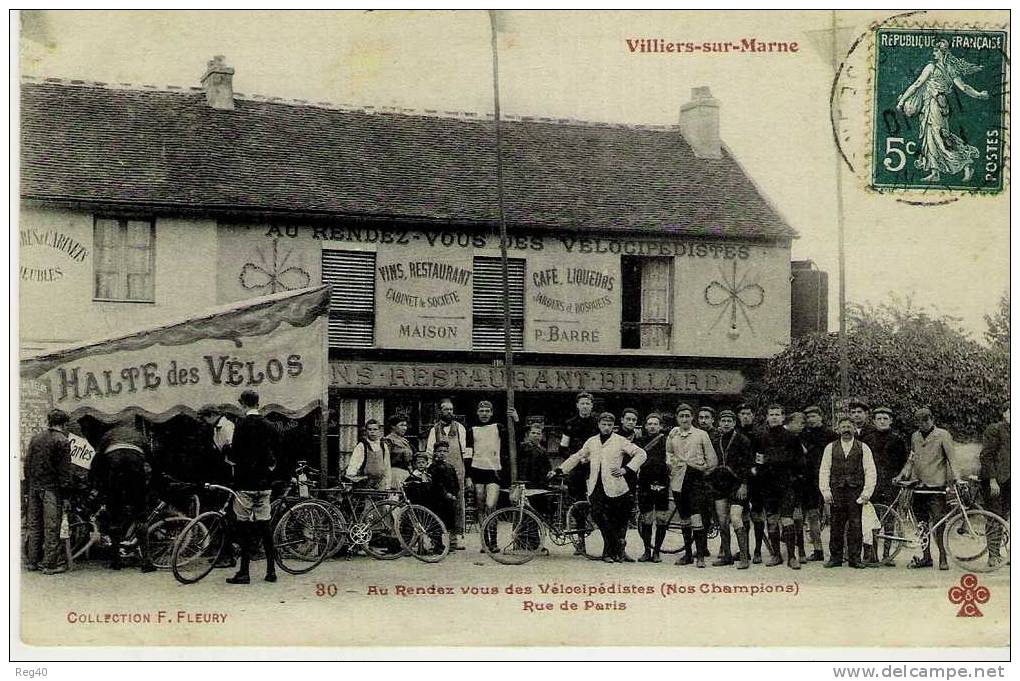 D94 - VILLIERS SUR MARNE  -  Au Rendez-vous Des Vélocipèdistes - (Nos Champions) - Rue De Paris - Villiers Sur Marne